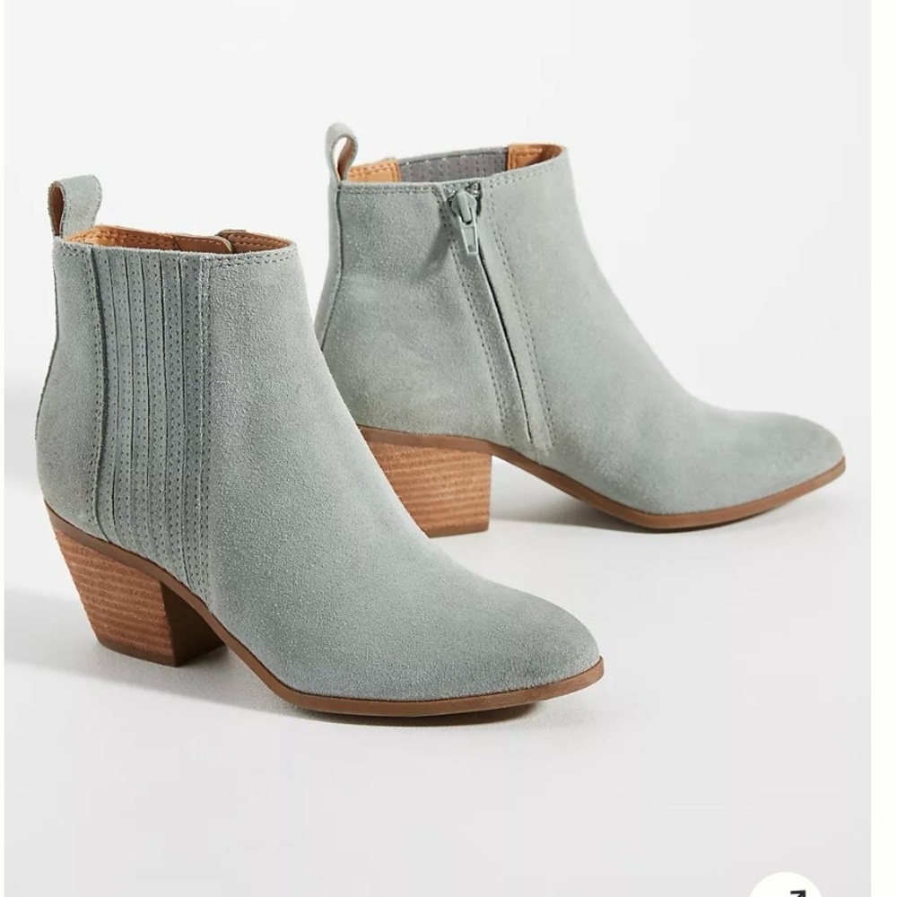 Frye & Co Ankle Boot Lt Gry Blue Suede Western Ankle Boot Boho Minimalist Bootie
